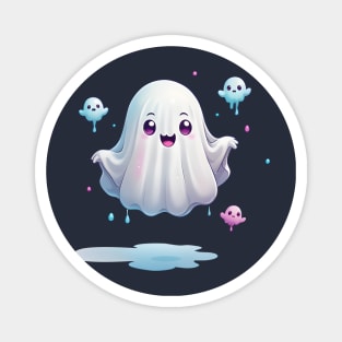 Cute ghost floating. Halloween ghost cartoon Magnet
